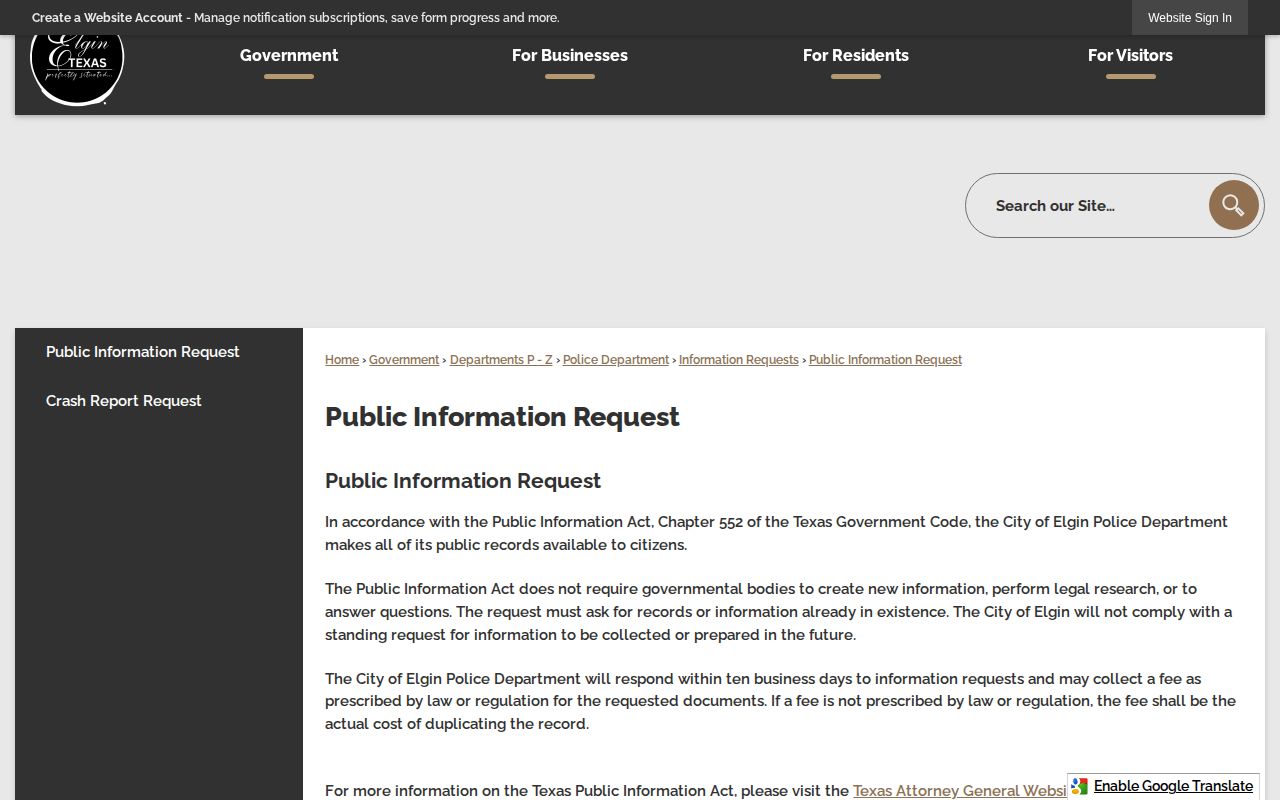 Bastrop County Elgin public-information source for arrest records